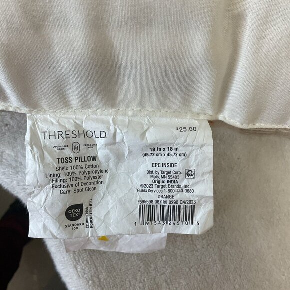 Threshold Set Of Two Toss  Decor Pillows 18 X 18in Woven Marble Orange Terracott - Picture 7 of 7